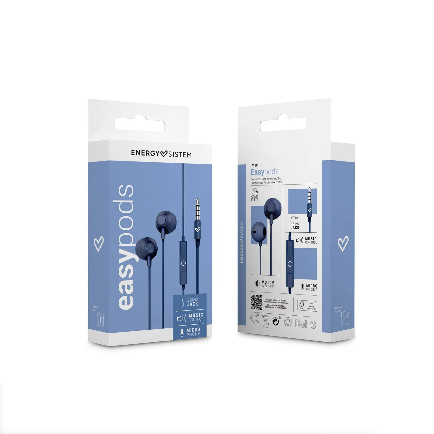 Energy Sistem EasyPods écouteurs filaires Indigo avec micro