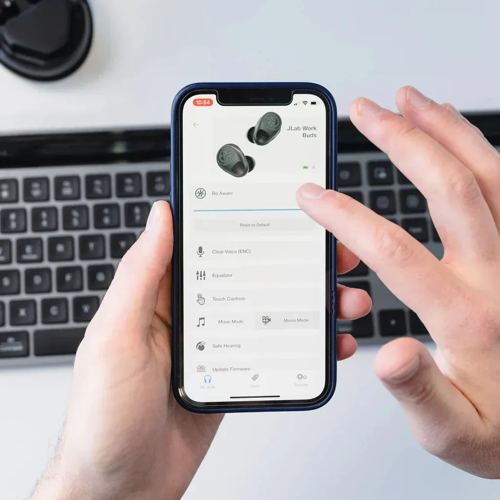 JLab Work Buds écouteurs noir micro perche détachable