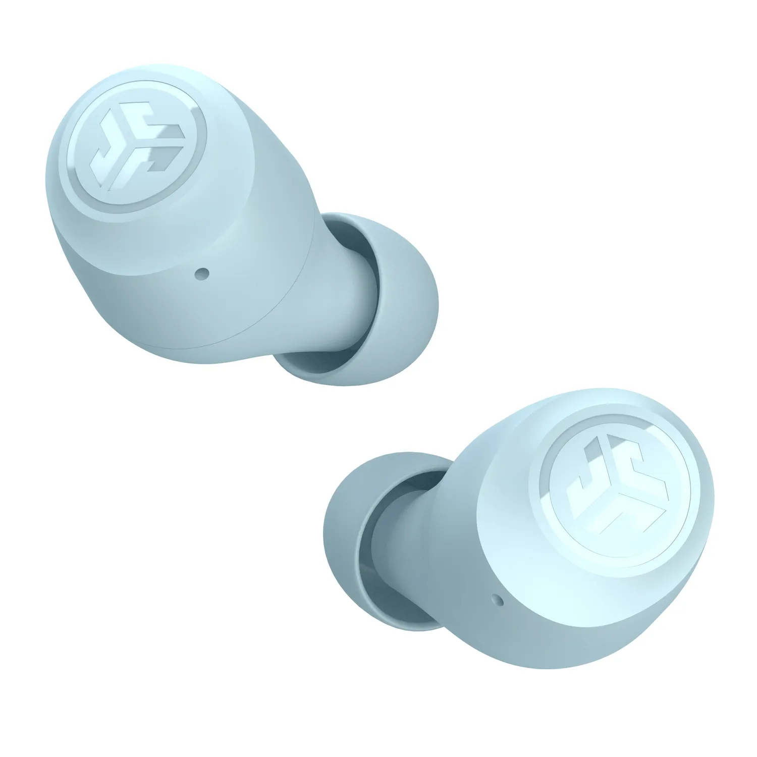 JLab Go Pop+ écouteurs light blue coffret foam