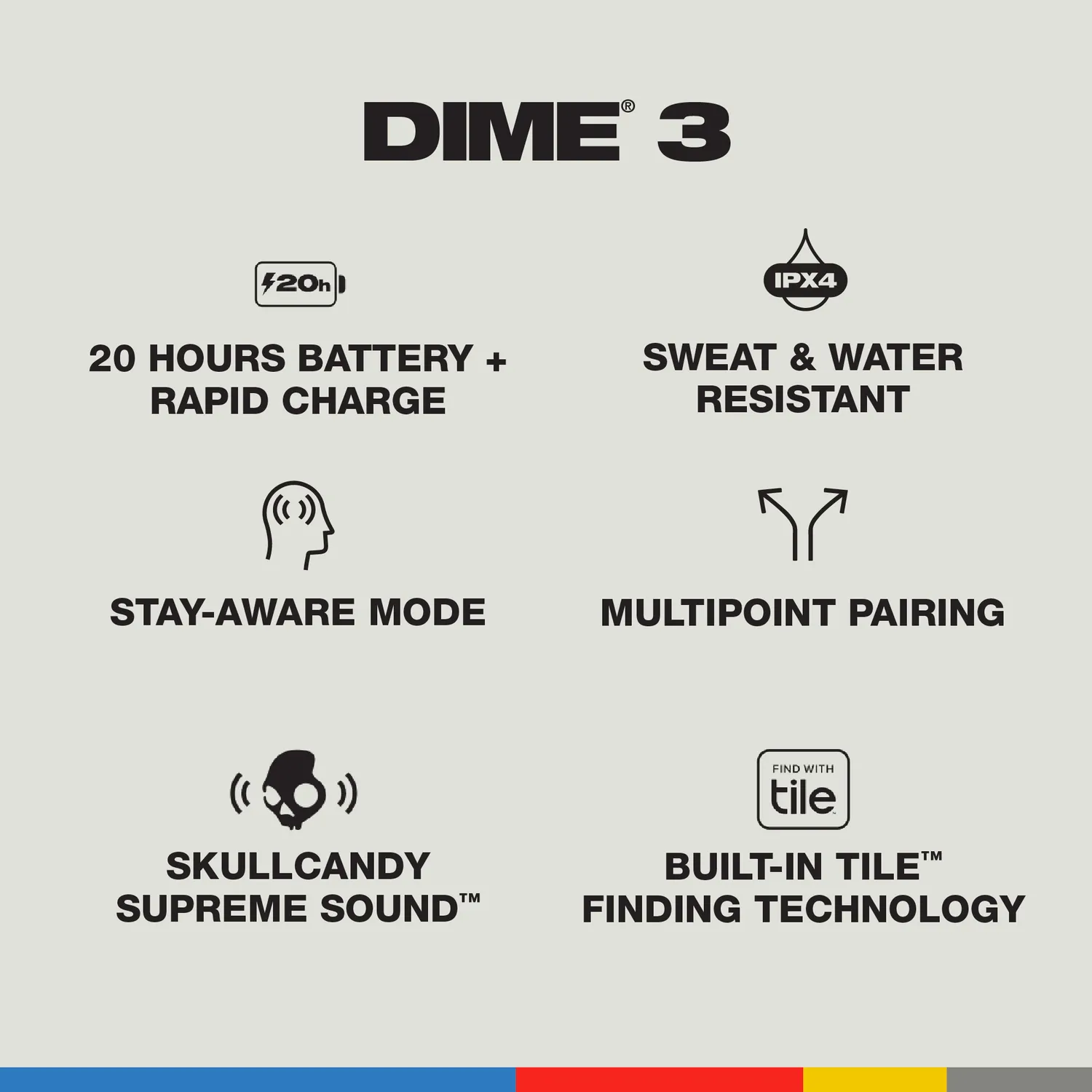 Skullcandy Dime 3 écouteurs Bluetooth intra-auriculaires compacts