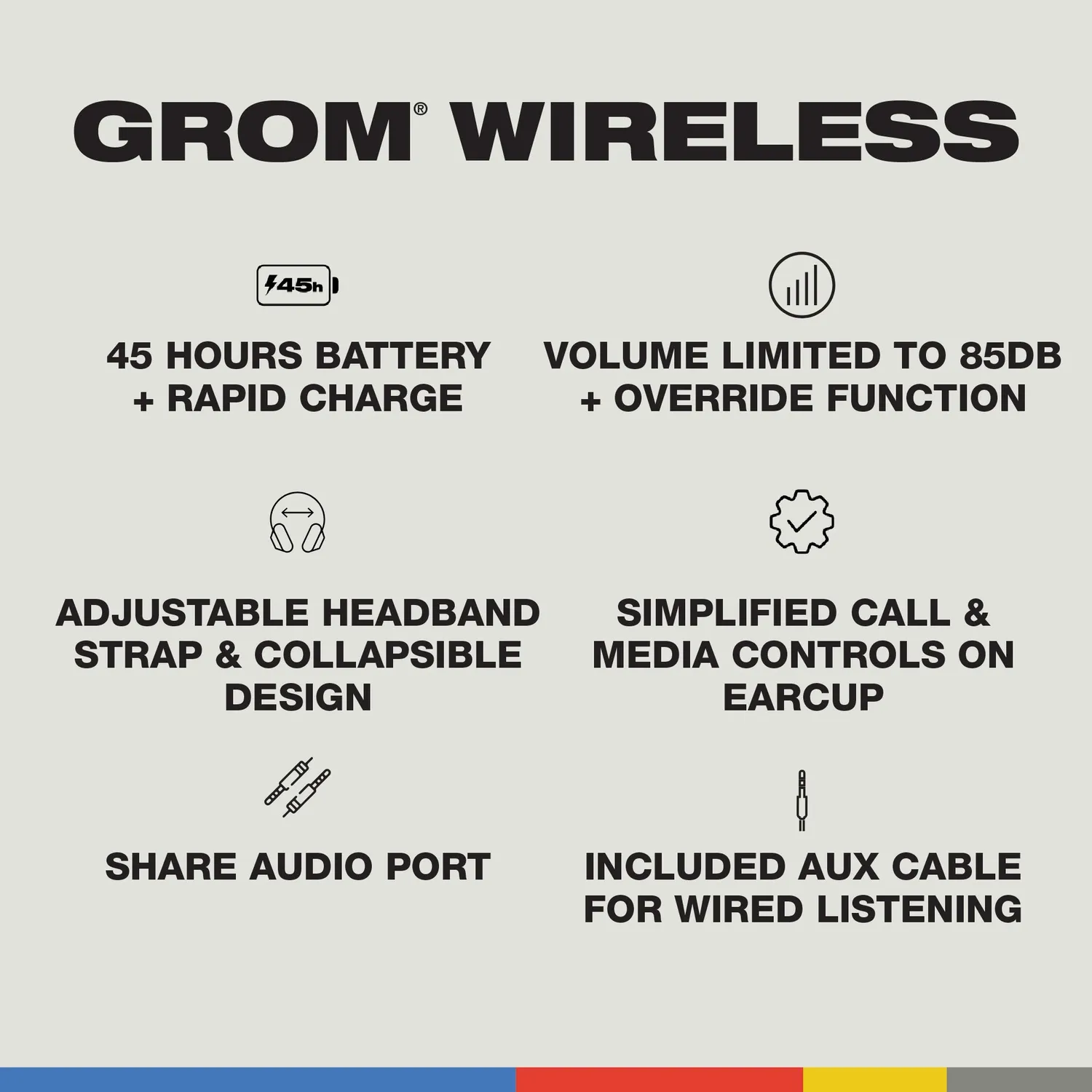 Skullcandy Grom Wireless casque enfant Black volume limité
