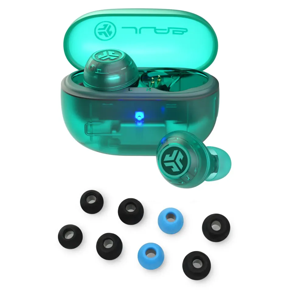 JLab GO Pop ANC écouteurs bluetooth teal + mousse