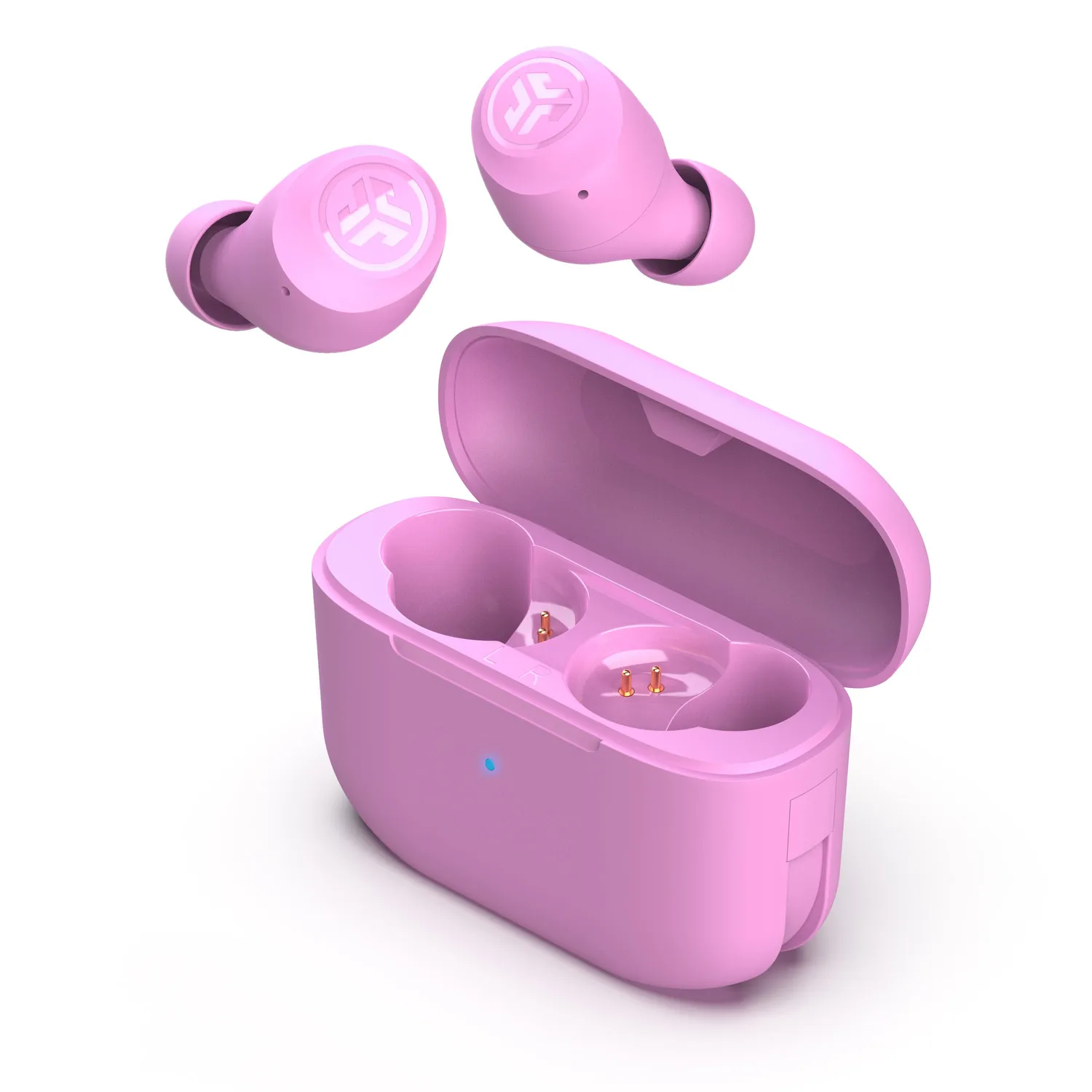 JLab GO Pop+ écouteurs bluetooth rose coffret foam