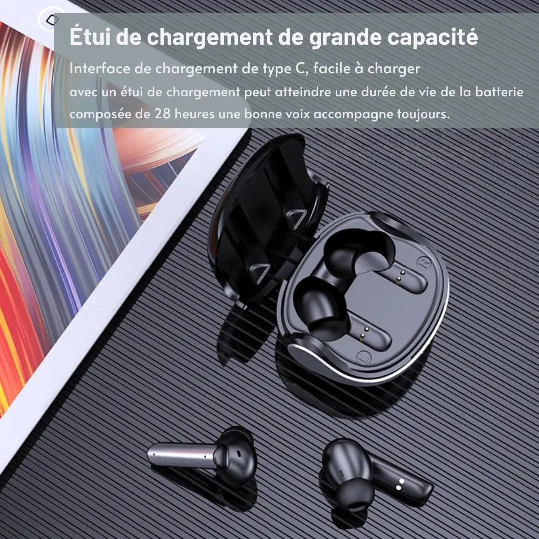 Soundswealth Bluetooth 5.3 écouteurs sans fil noir ANC