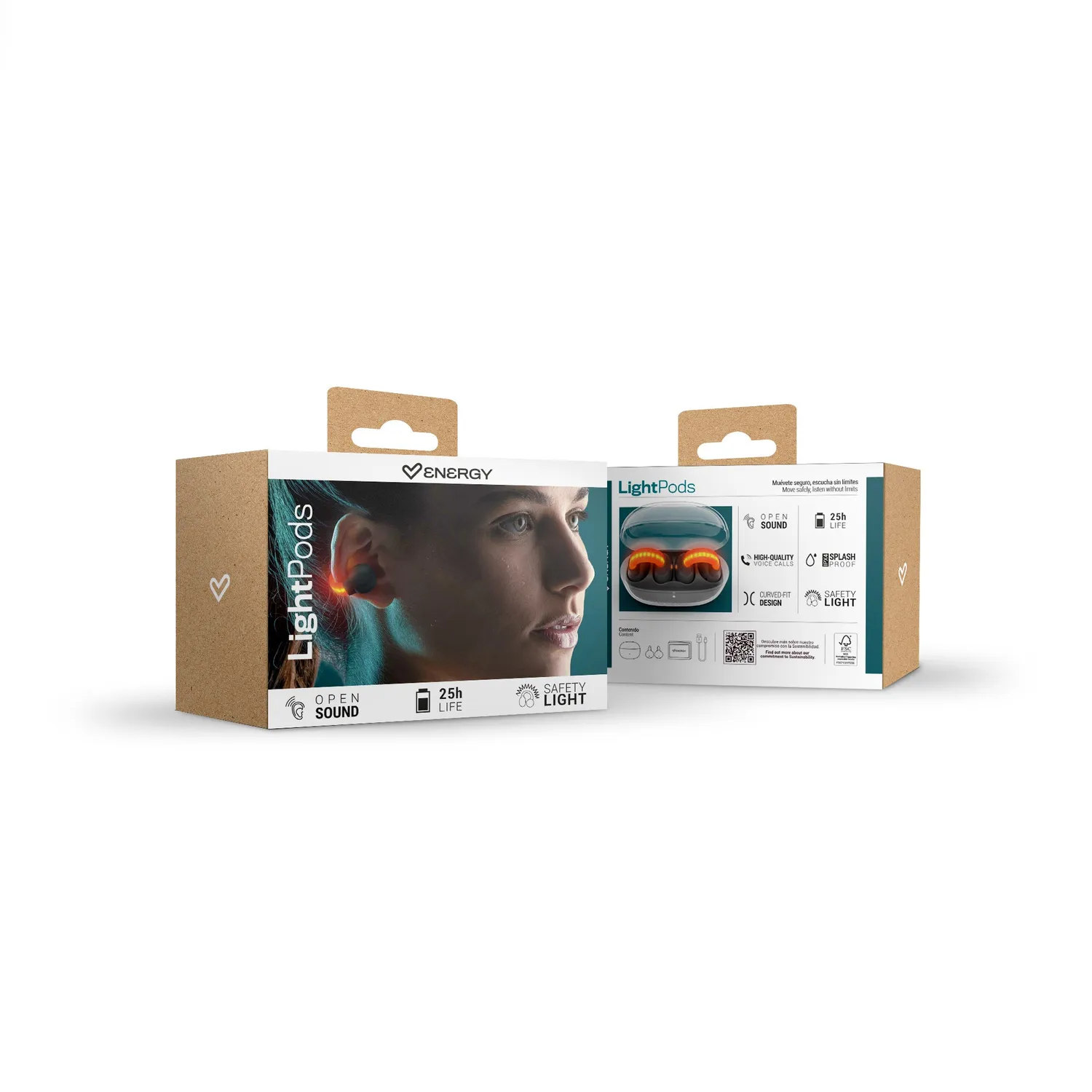 Energy Sistem LightPods écouteurs open sound noir IPX4