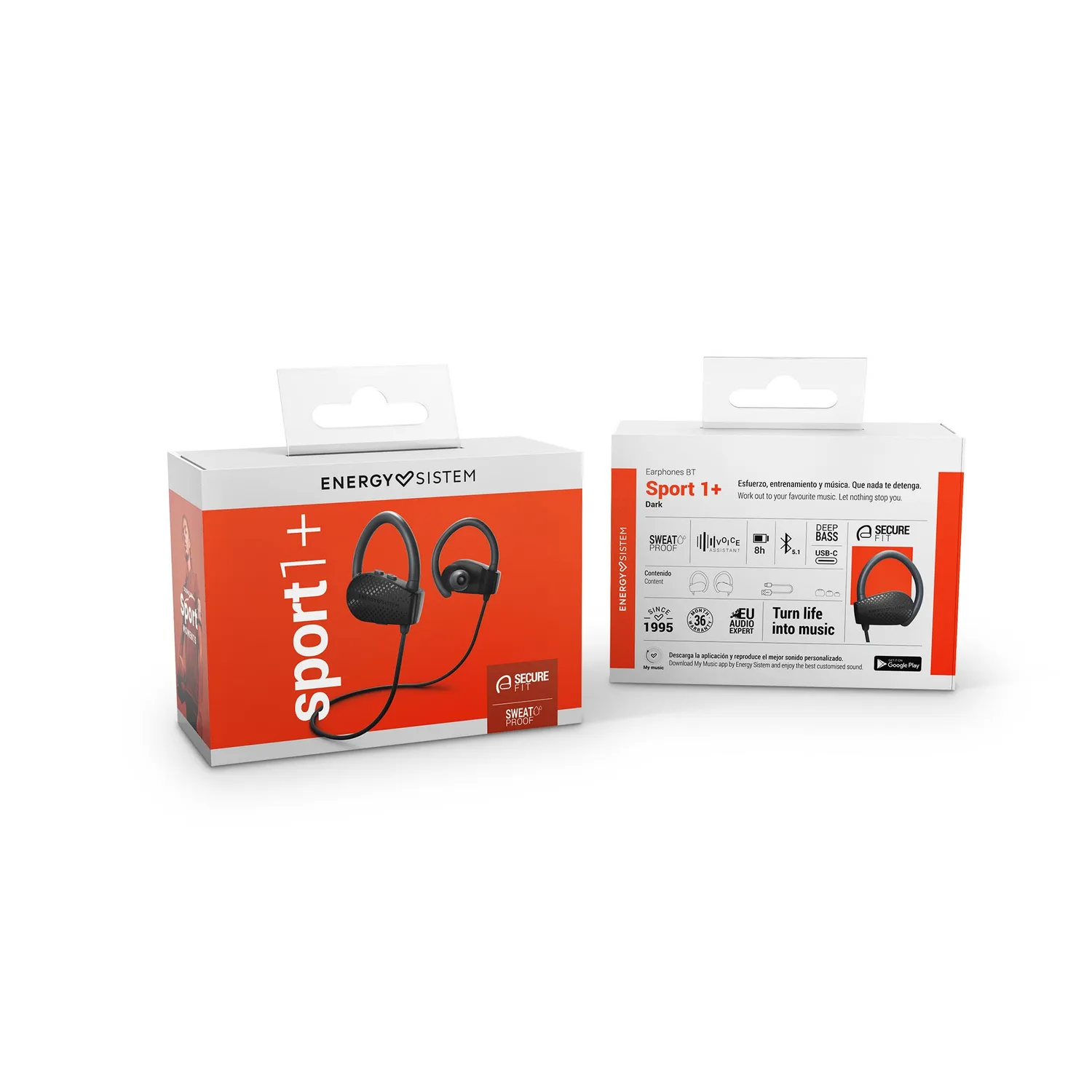 Energy Sistem Sport 1+ écouteurs bluetooth noir Secure-Fit