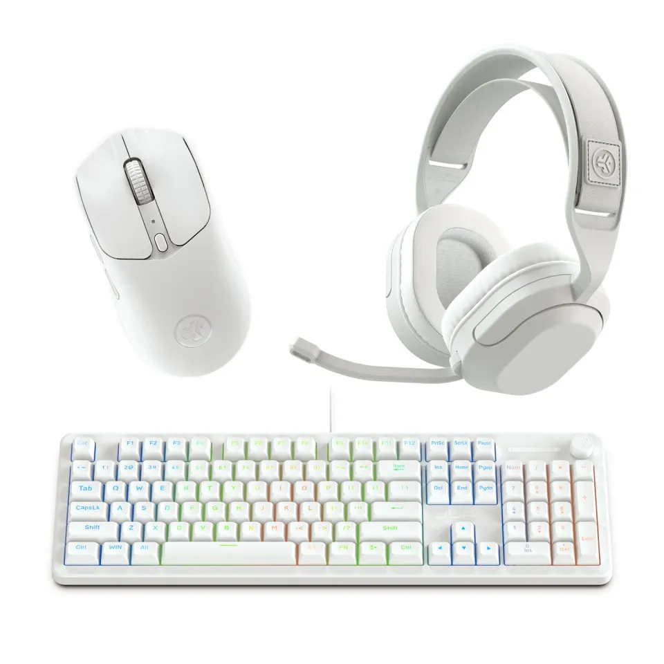 JLab Nightfall pack gaming blanc casque clavier souris