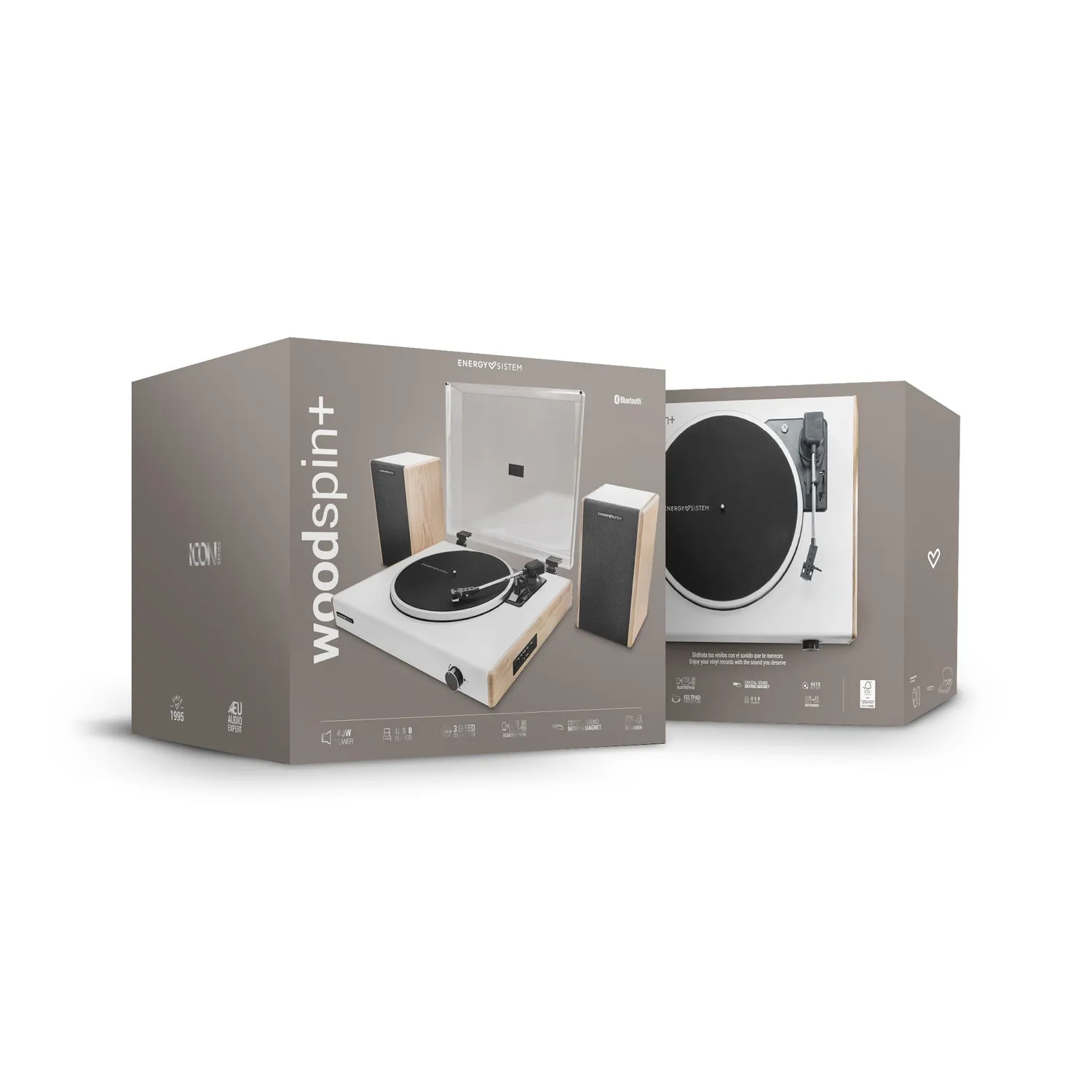 Energy Sistem Woodspin+ platine vinyle White 40W Bluetooth