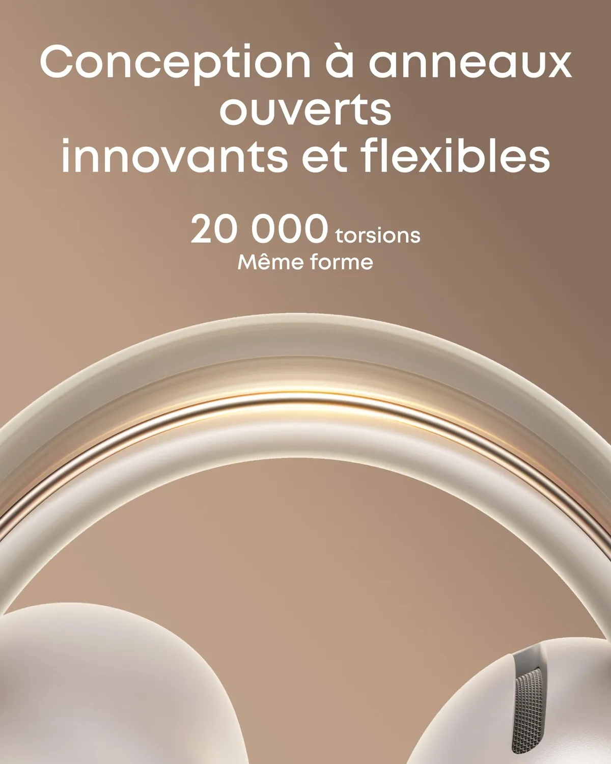 Soundcore AeroClip écouteurs ouverts champagne clip