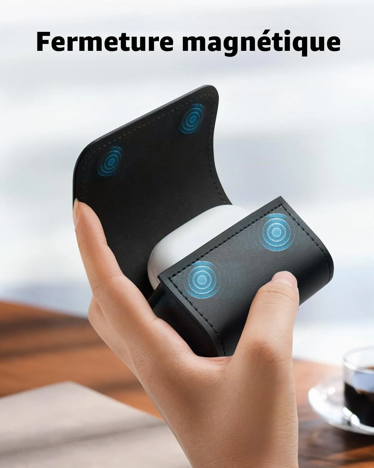 Soundcore AeroFit étui casque cuir PU mousqueton magnétique
