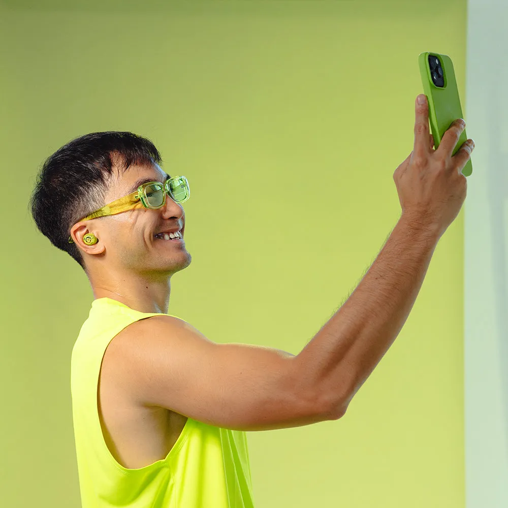 JLab Go Pop ANC écouteurs vert néon transparent