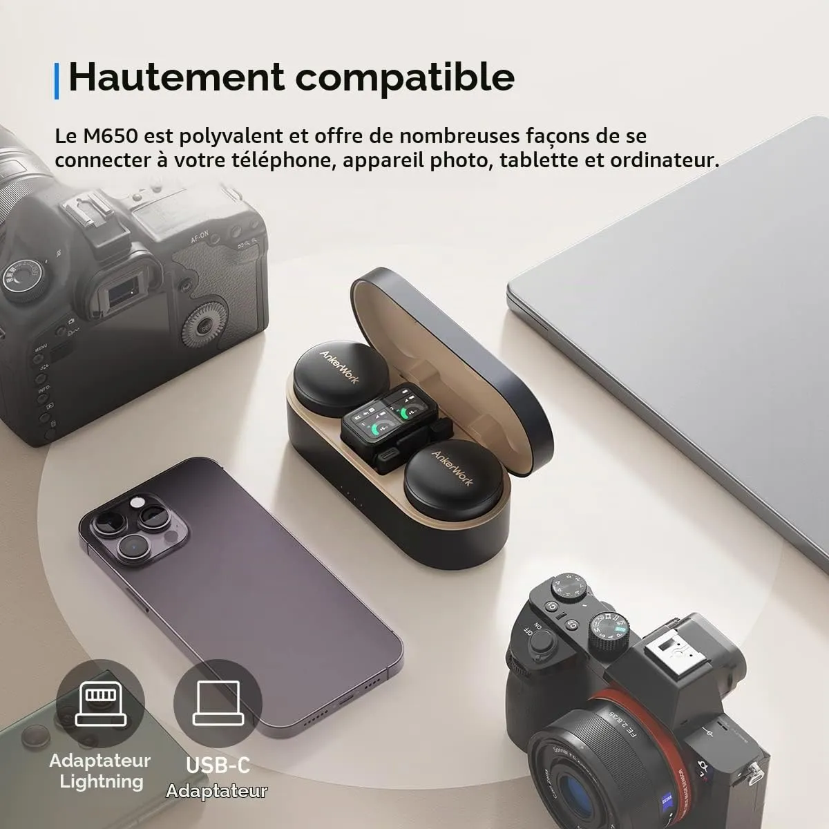 Soundcore AnkerWork M650 micro cravate sans fil 2 canaux anti-bruit