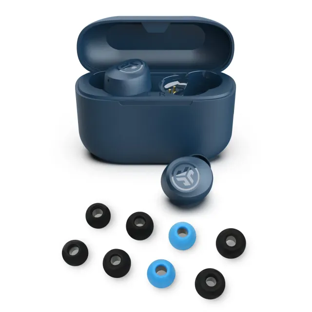 JLab Go Pop+ ecouteurs bluetooth navy + embouts mousse