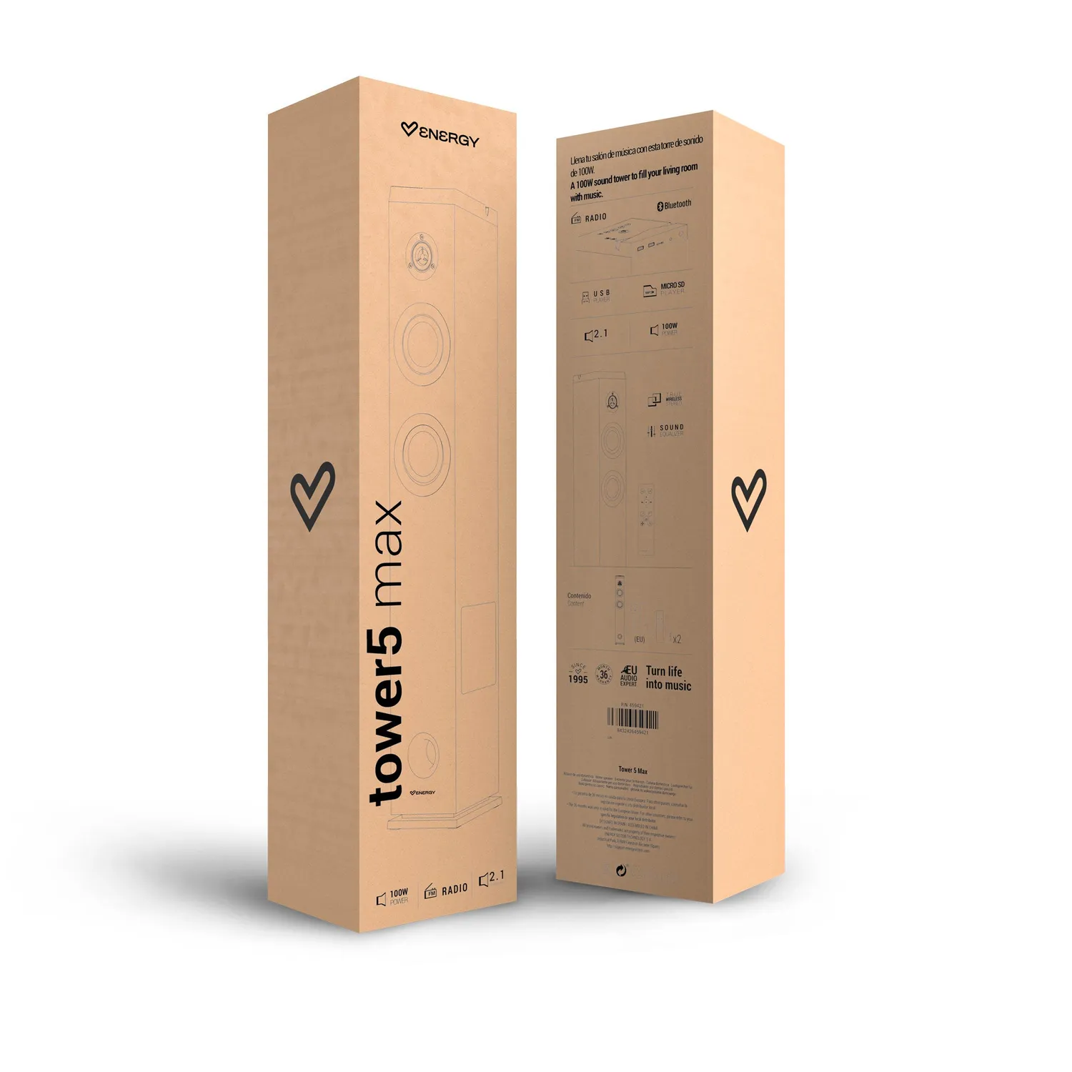 Energy Sistem Tower 5 MAX tour de son Ivory 65 W