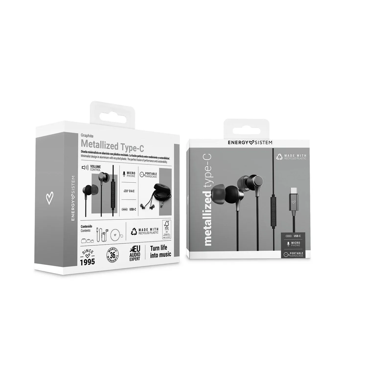 Energy Sistem Metallized Type C écouteurs filaires graphite