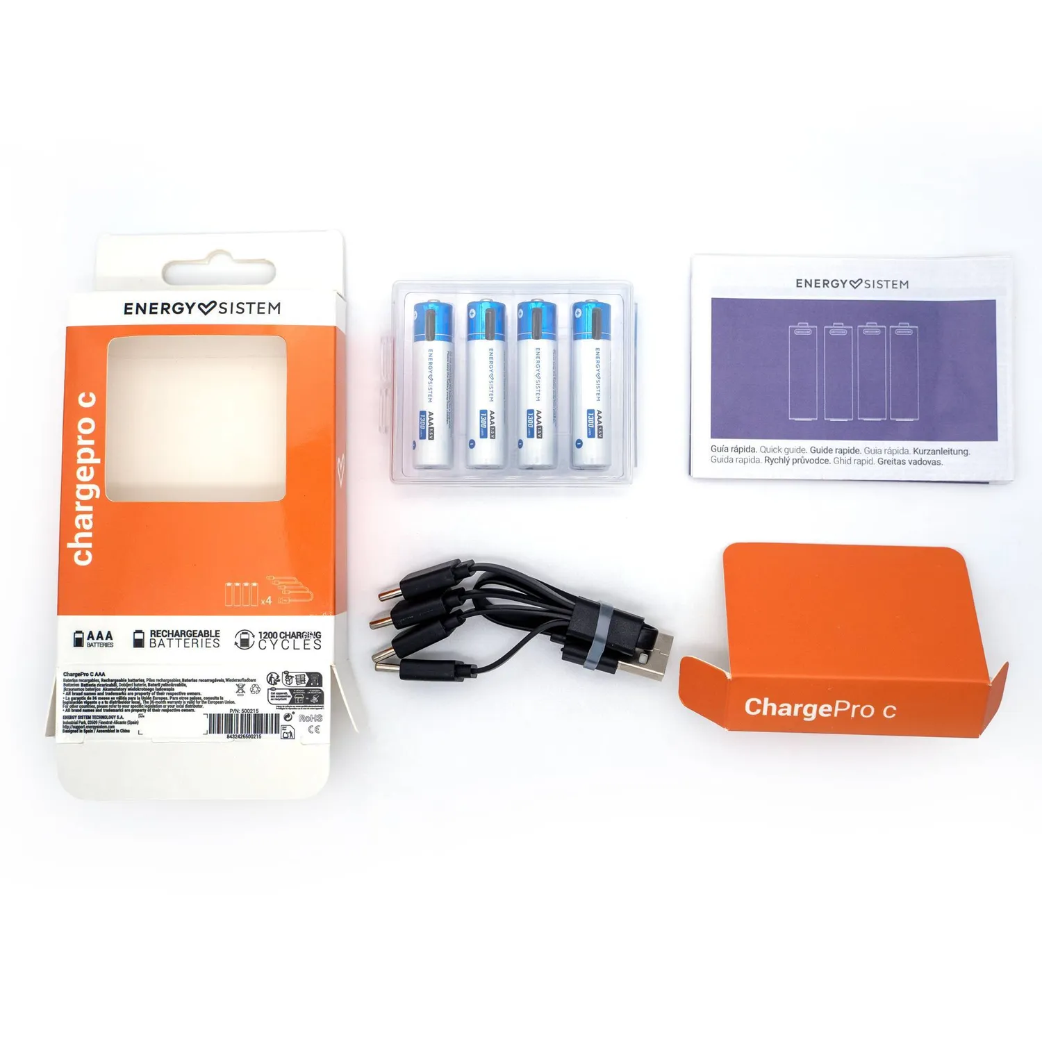Energy Sistem Charge Pro C piles AAA rechargeables blanc x2