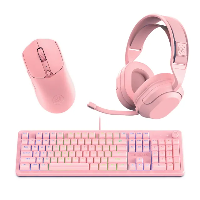 JLab Nightfall pack gaming rose headset clavier souris