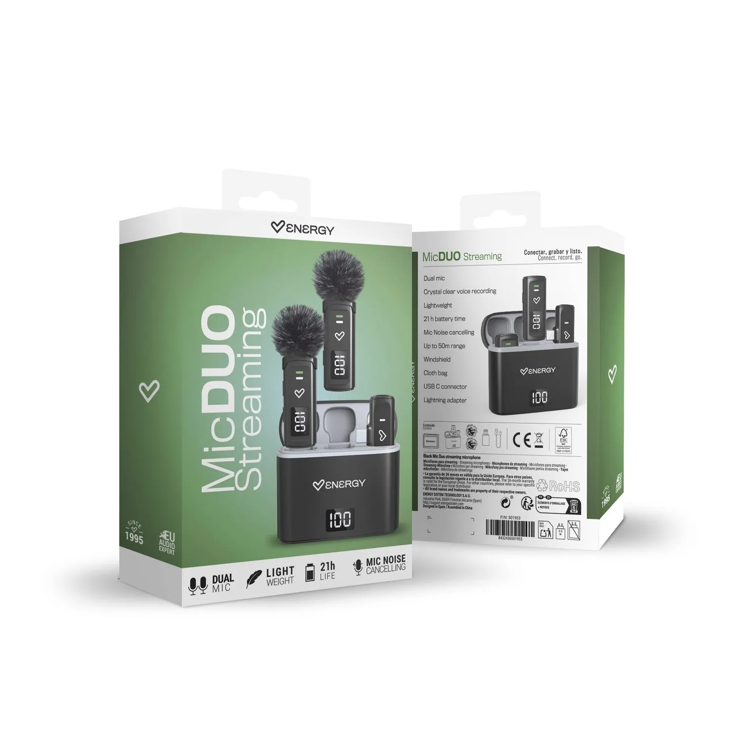 Energy Sistem Mic Duo Streaming micro Black sans fil