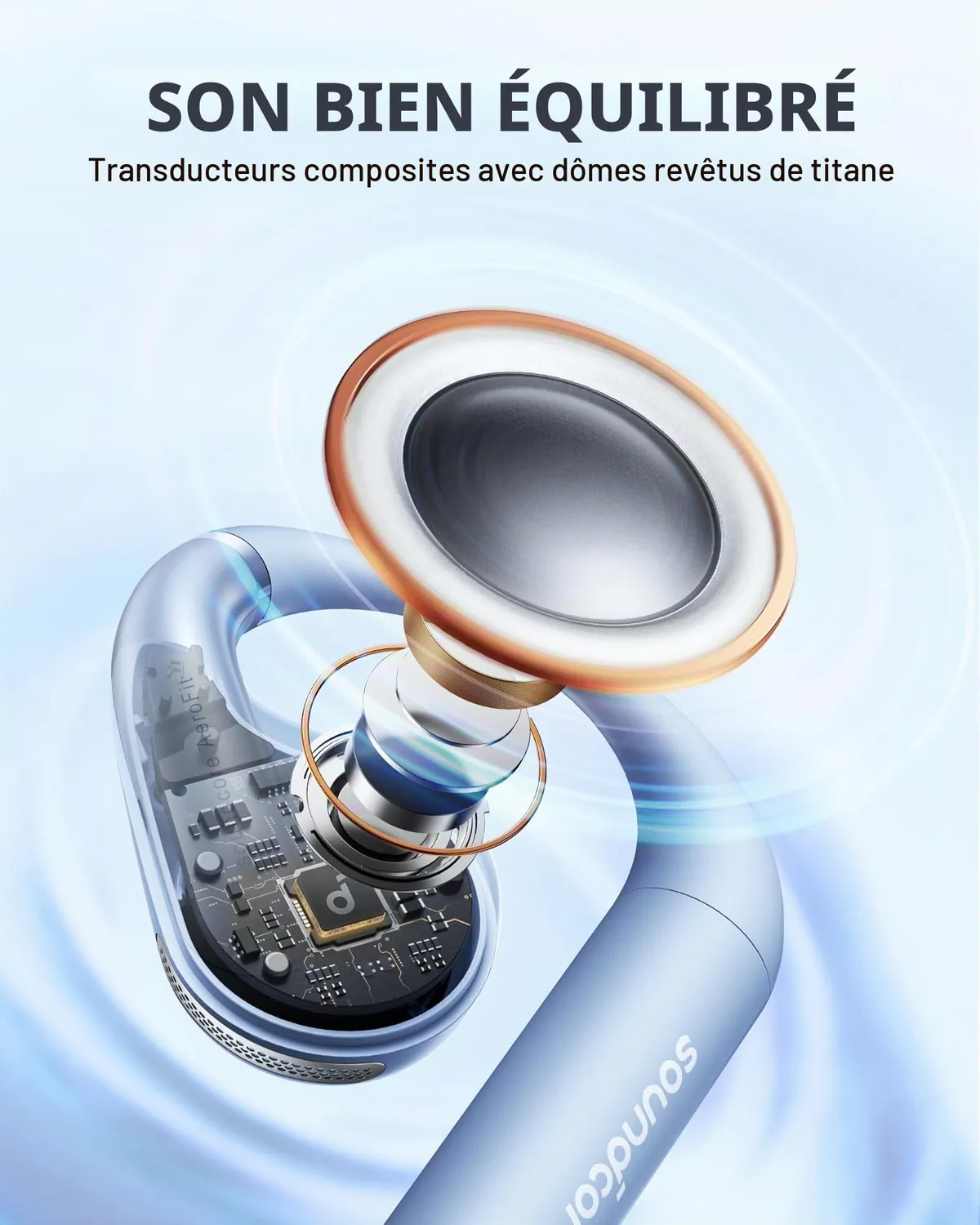 Soundcore AeroFit écouteurs open-ear IPX7 42h app