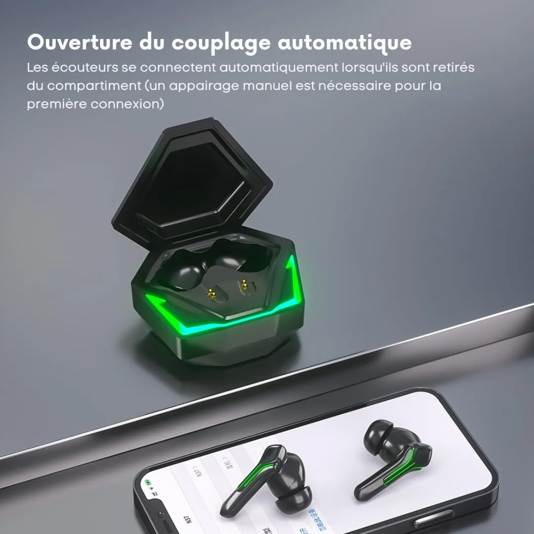 Soundswealth écouteurs gaming bluetooth 5.4 noir 25h