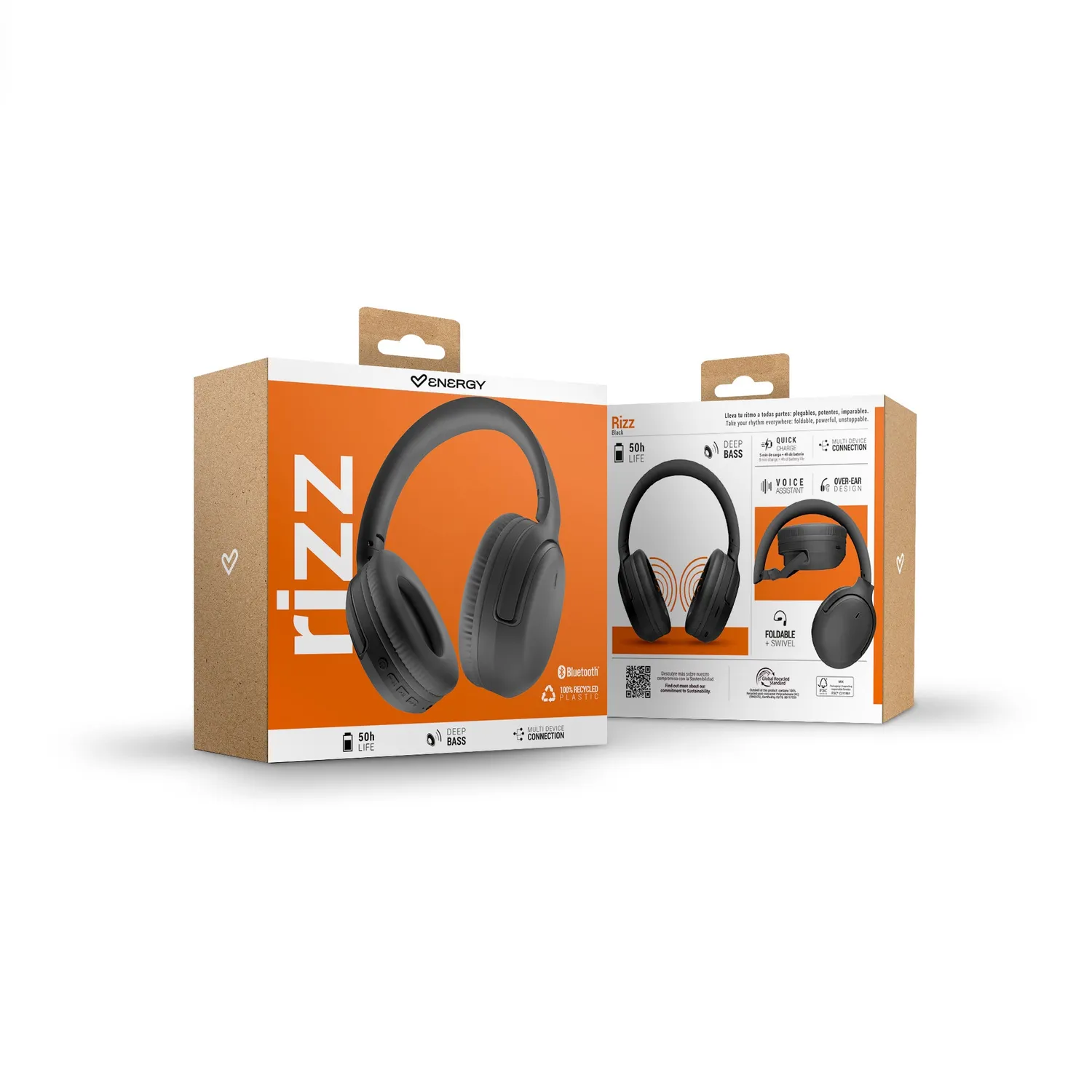 Energy Sistem Rizz casque sans fil noir 50h basses profondes