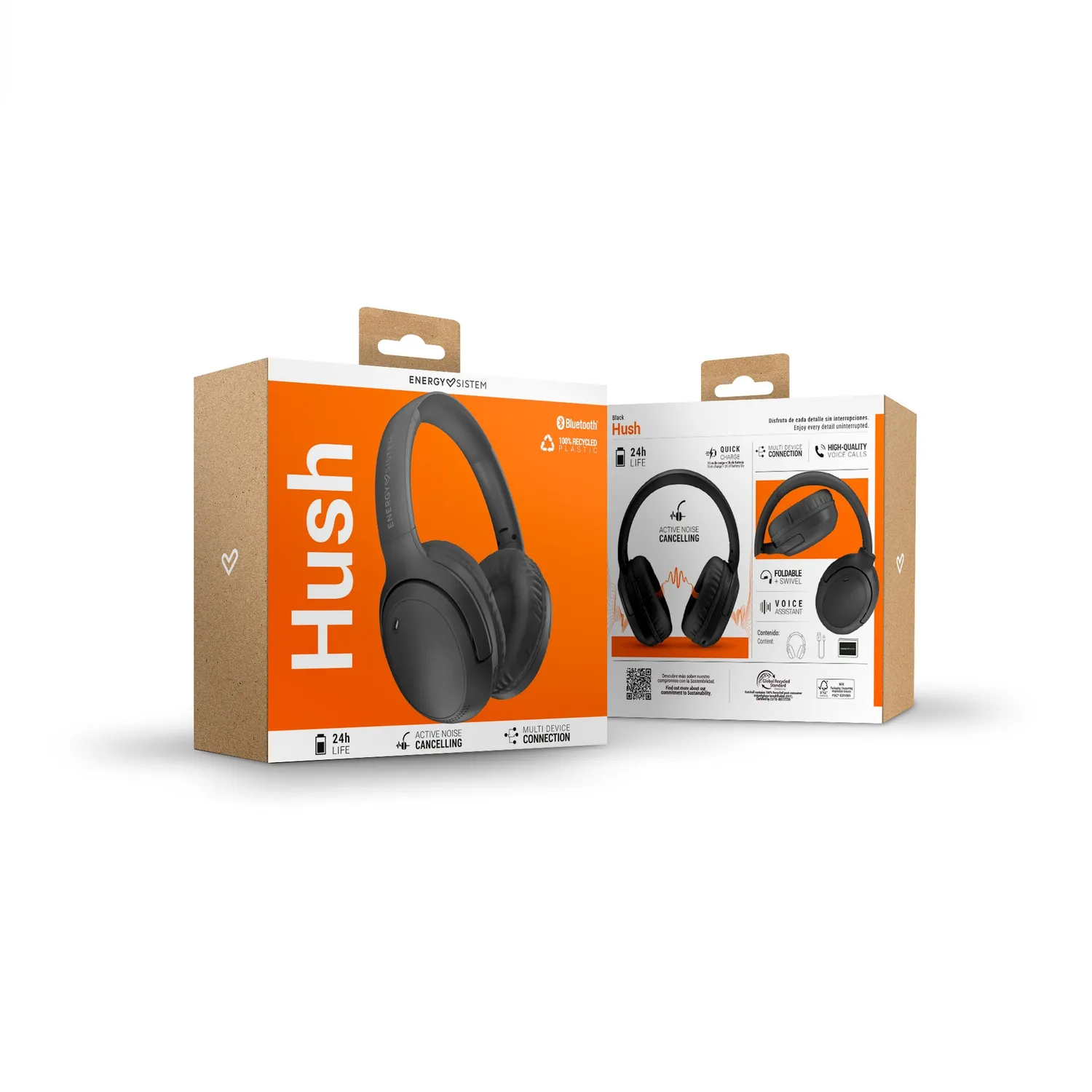 Energy Sistem Hush écouteurs Bluetooth noir ANC 24h