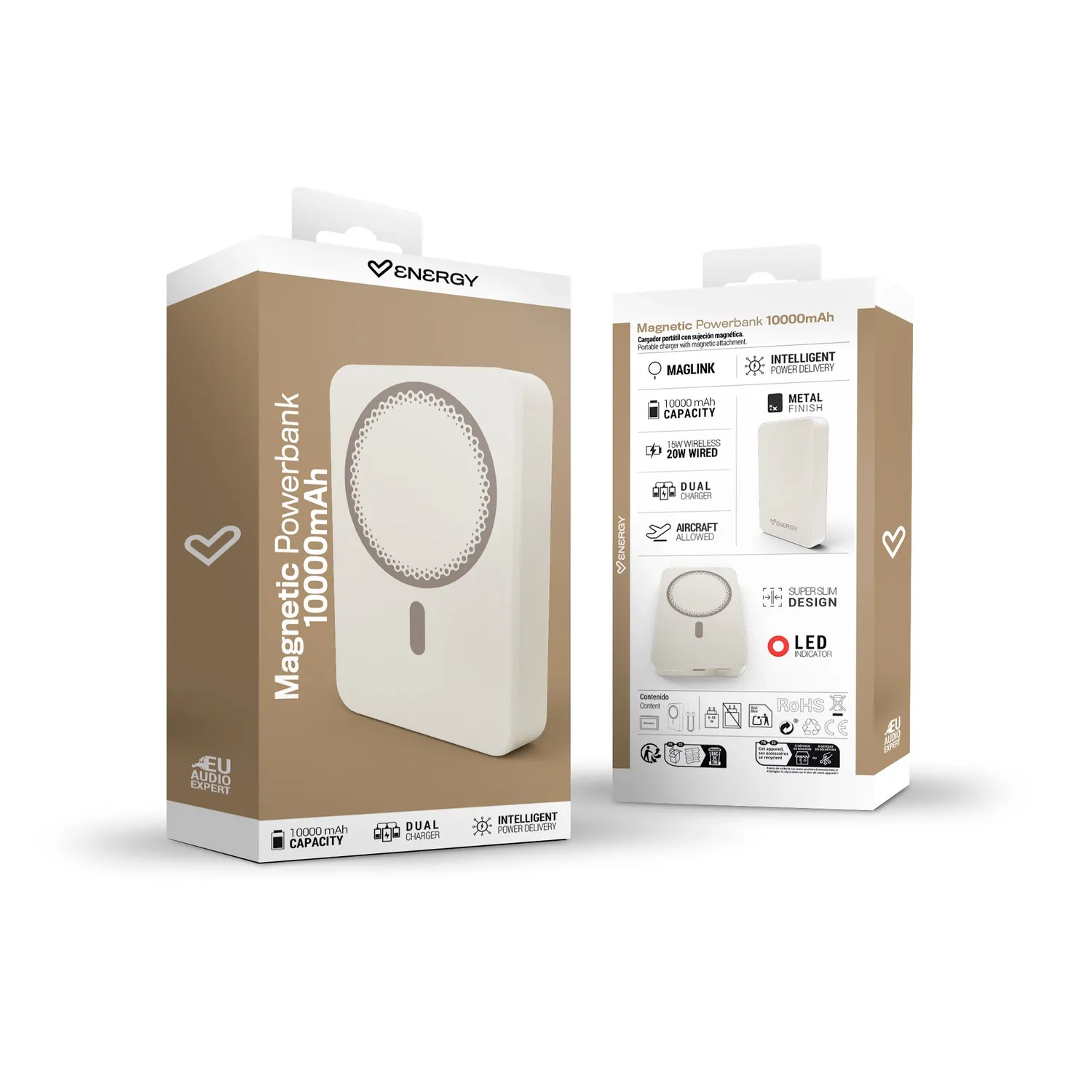Energy Sistem Magnetic Powerbank Champagne 10000 mAh 15W
