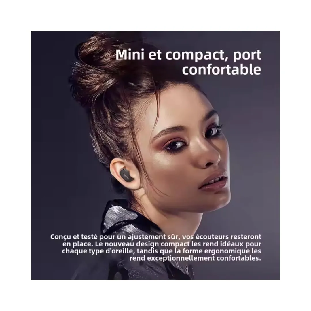 Soundswealth mini écouteurs bluetooth 5.1 noir LED 18h