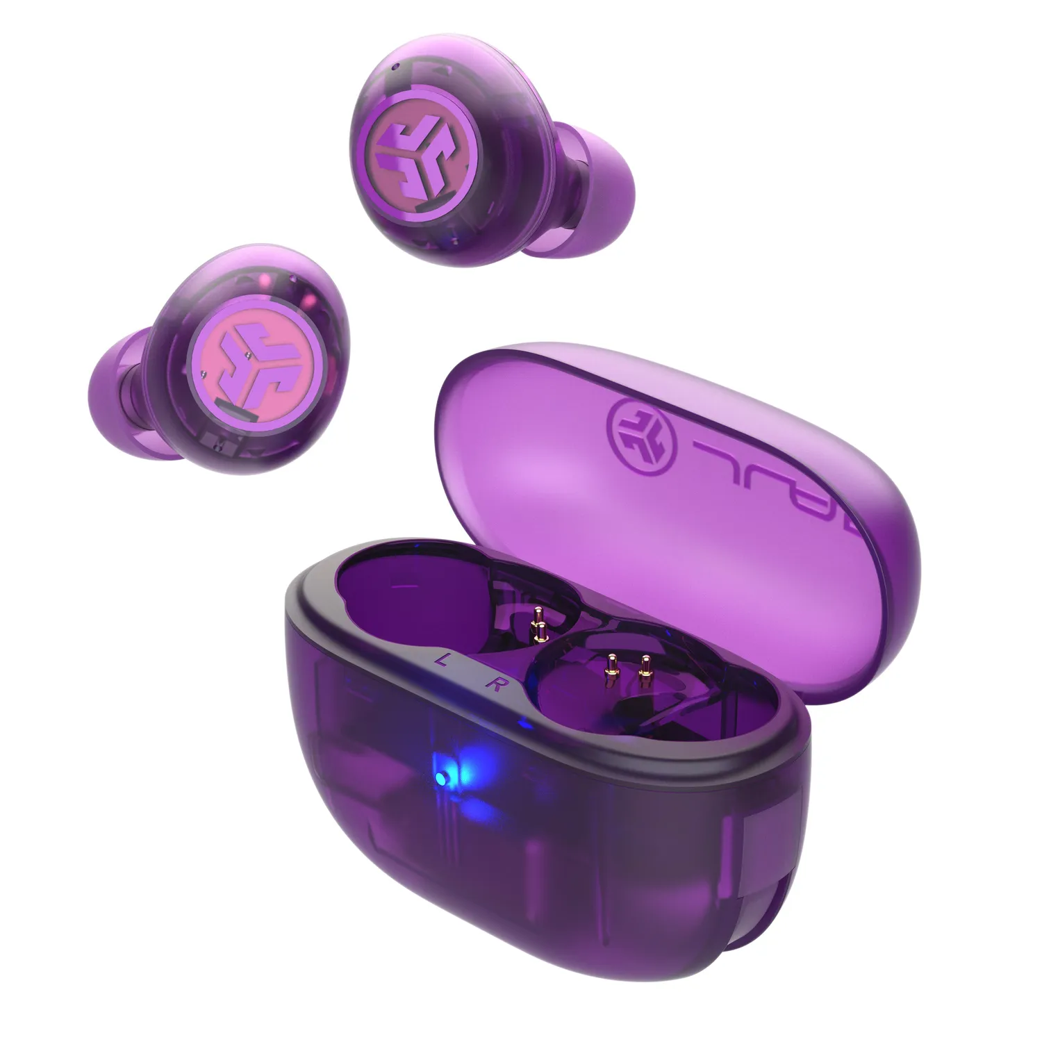 JLab GO Pop ANC écouteurs violet transparent ANC
