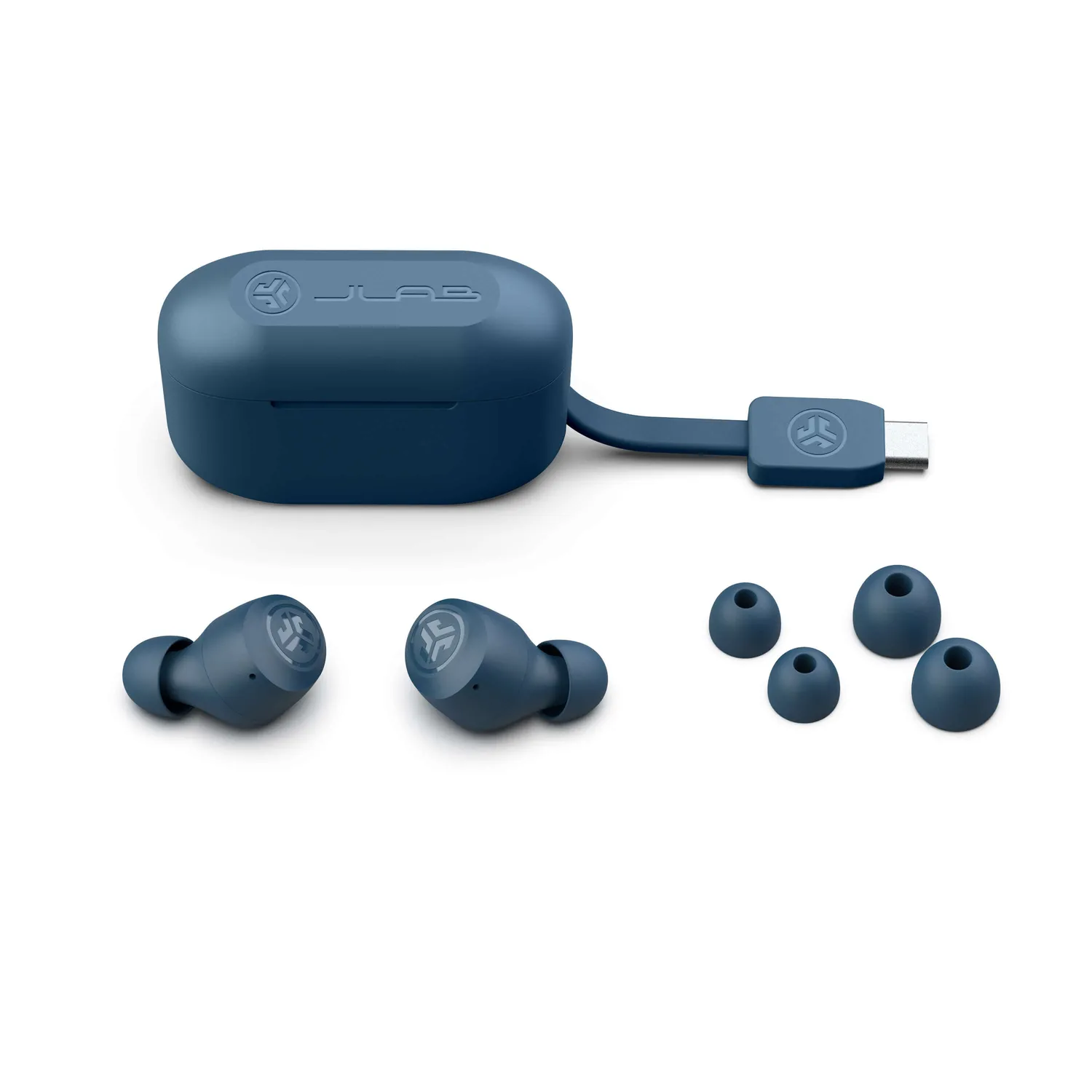 JLab Go Pop+ ecouteurs bluetooth navy + embouts mousse